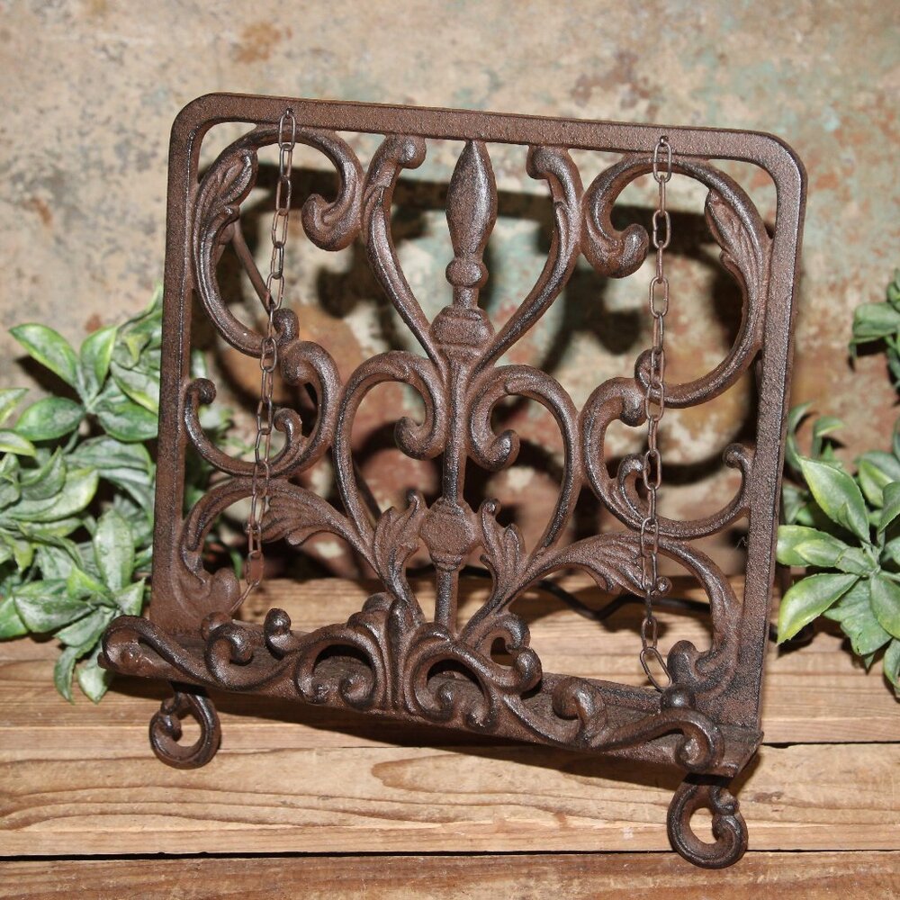 Ornate Brown Metal Book Stand